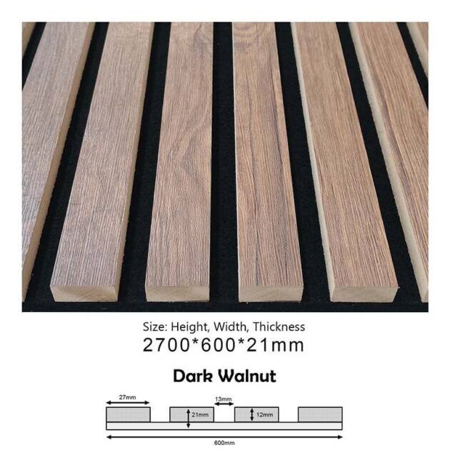 PROA-003 (Dark Walnut) Acoustic Panels (600x21x2700)
