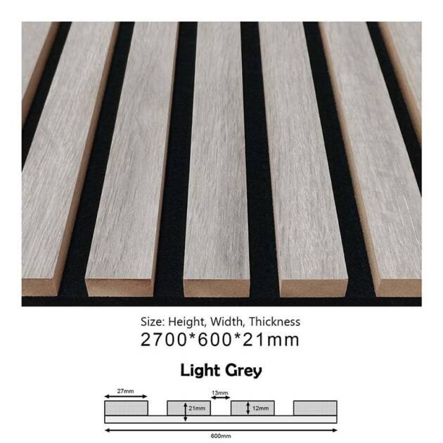 PROA-002 (Light Grey) Acoustic Panels (600x21x2700)
