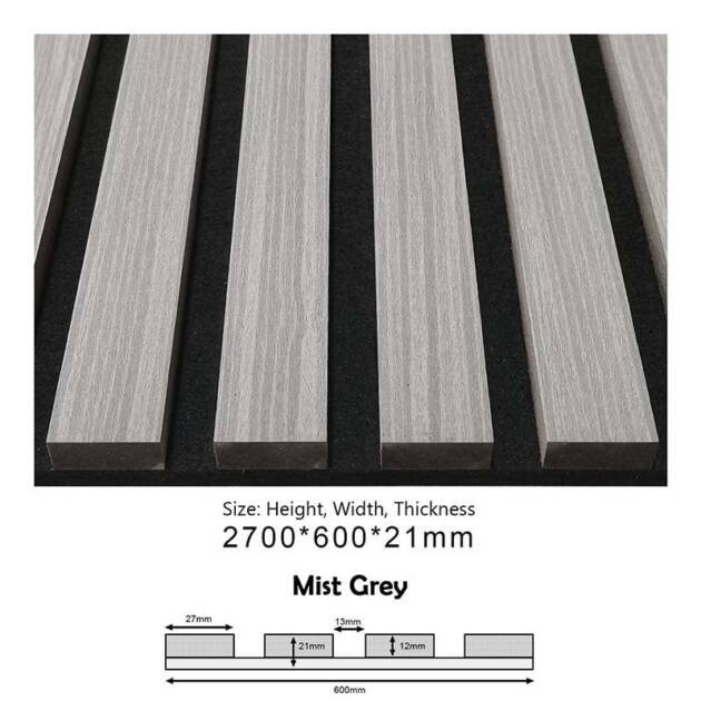 PROA-014 (Mist Grey) Acoustic Panels – 600x21x2700