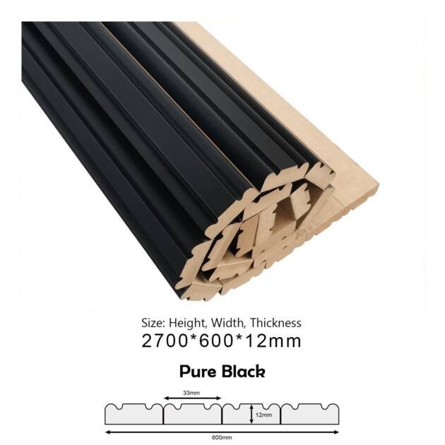 PROT065 MDF Cladding (Pure Black) 600x12x2700