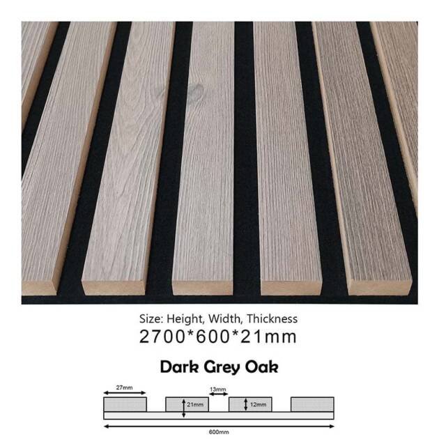 PROA-012 (Dark Grey Oak) Acoustic Panels (600x21x2700)