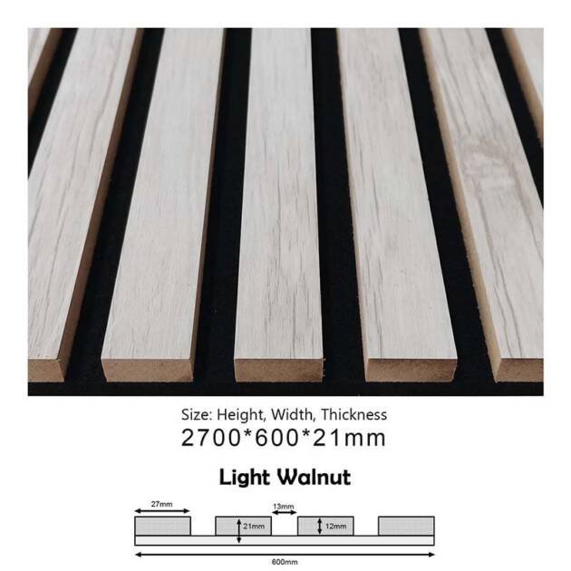 PROA-013 (Light Walnut) Acoustic Panels – 600x21x2700